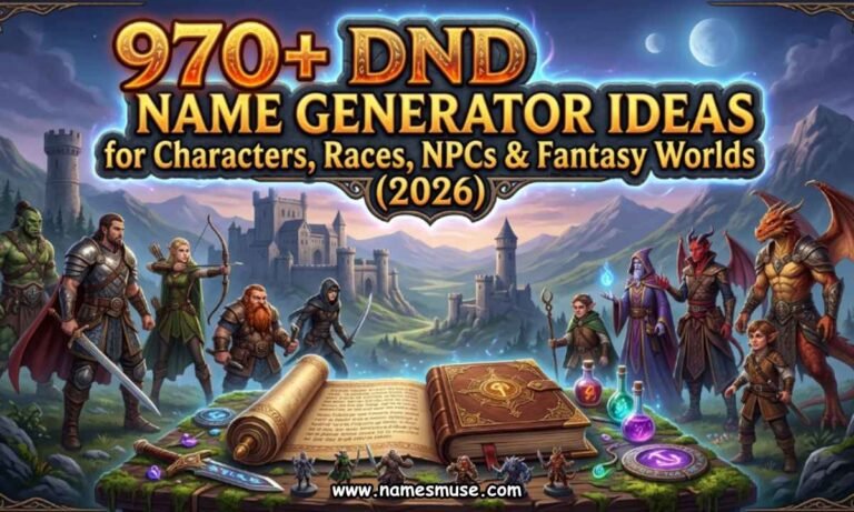 970+ DnD Name Generator Ideas for Characters, Races, NPCs & Fantasy Worlds (2026)